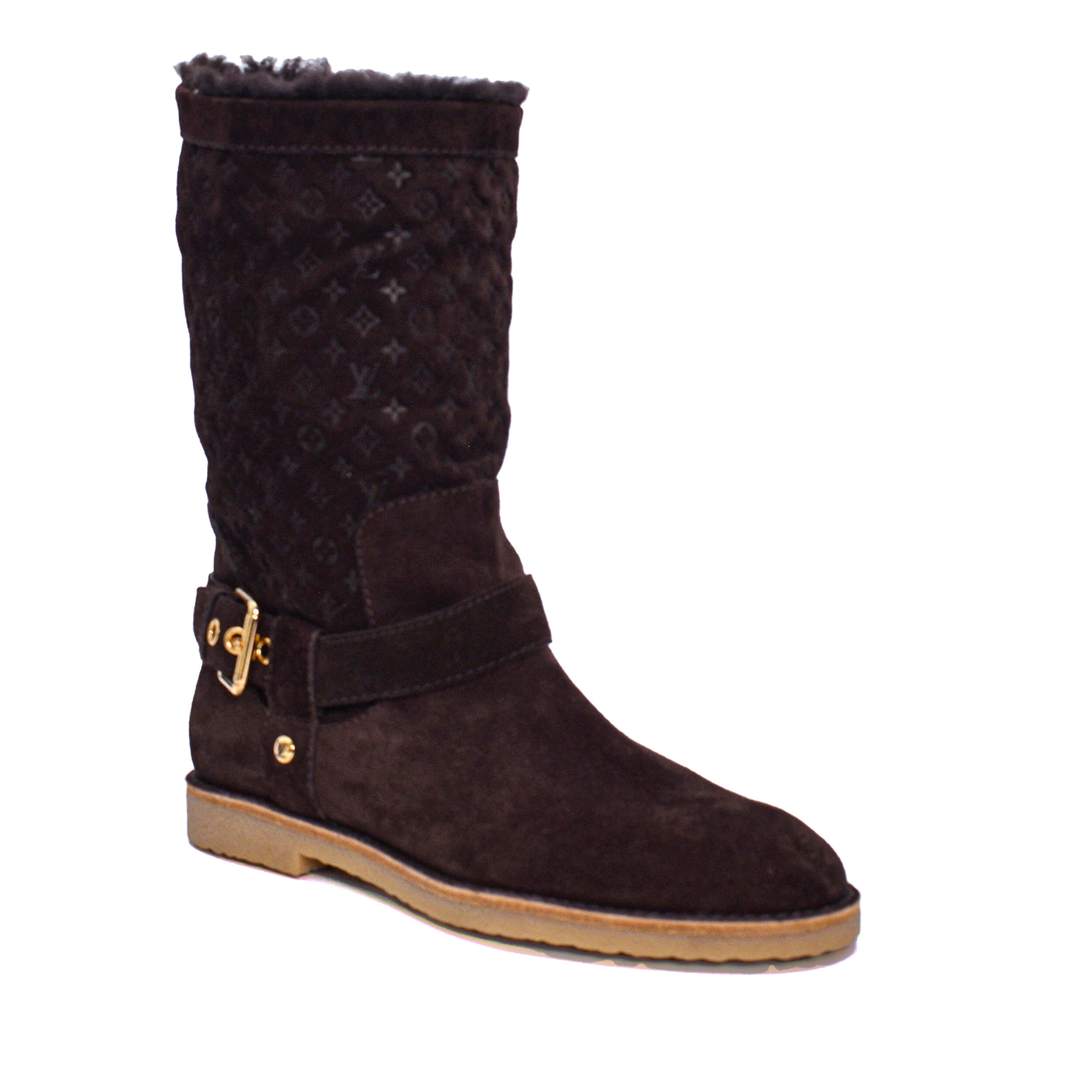 Louis Vuitton - Brown Monogram Suede&Insıde Fur Boots